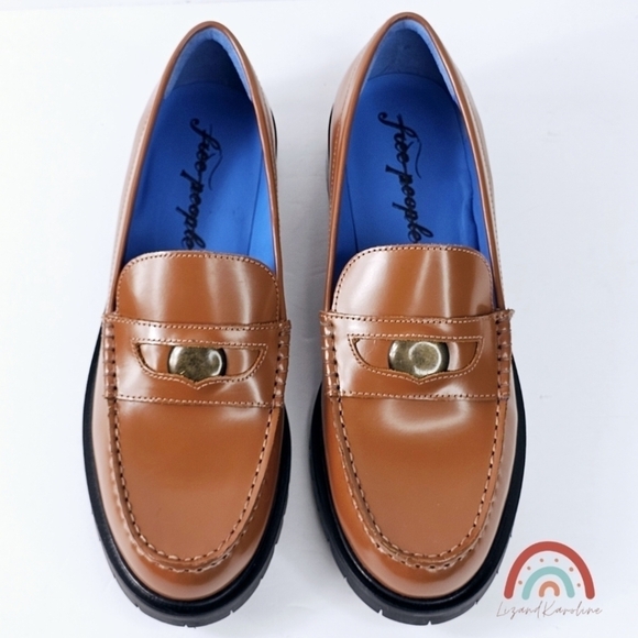New! Free People Liv Leather Penny Loafers - Picture 10 of 16
